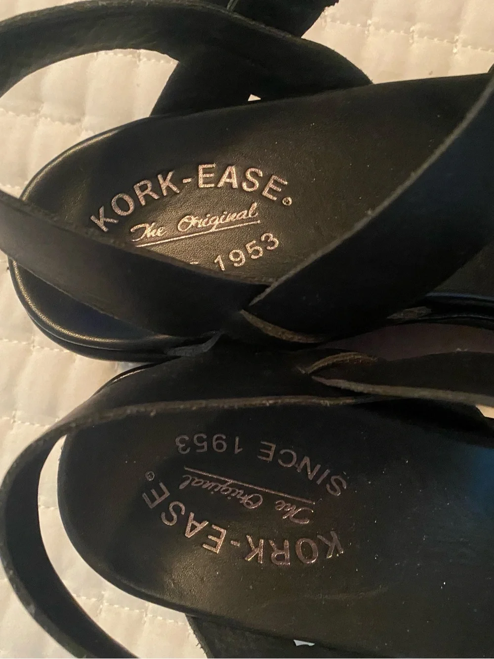 Kork-Ease Black Leather Crisscross Slingback Sandals